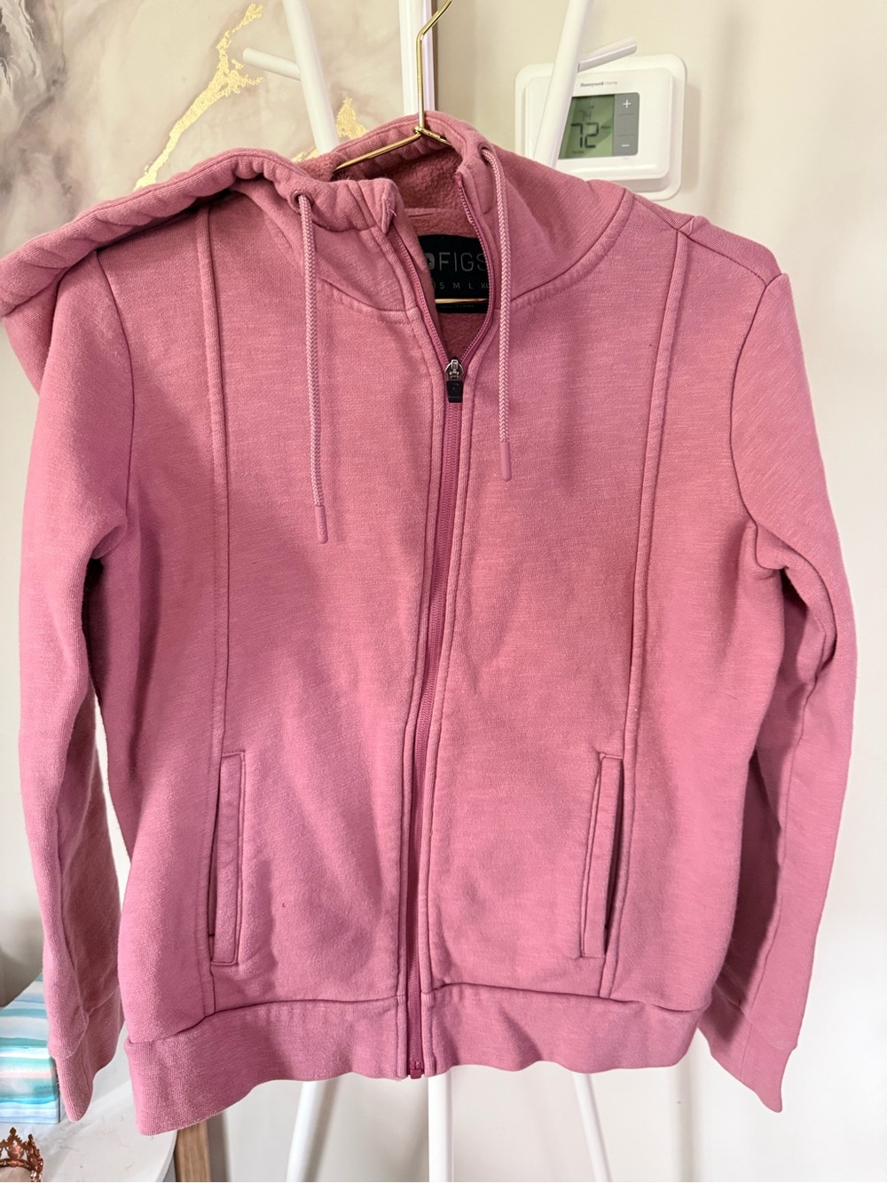 Figs women’s Rose Pink Full-Zip Hooded Jacket size XS